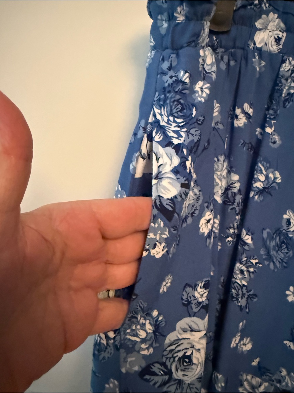 Blue Floral Tiered Maxi Skirt with Pockets - XL - Picture 3 of 10
